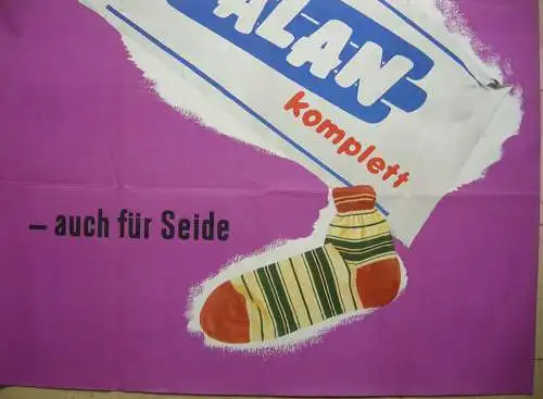 Plakat Reklame Werbung Waschmittel VALAN komplett Lithografie um 1960