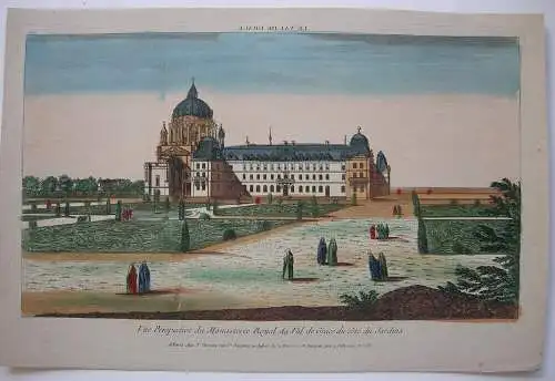 Optical view Guckkastenblatt Val de Grace Paris France Orig Kupferstich 1750