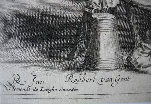 Clement de Jonghe (ca. 1640-1670) Streitende Zecher Radierung um 1660 nach Gent