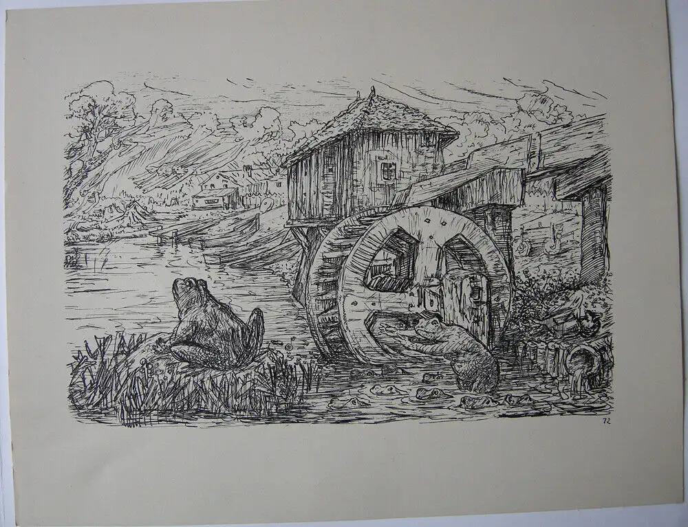Alfred Kubin (1877-1959) Der Mühlteich Federlithografie aus Rauhnacht 1925 0