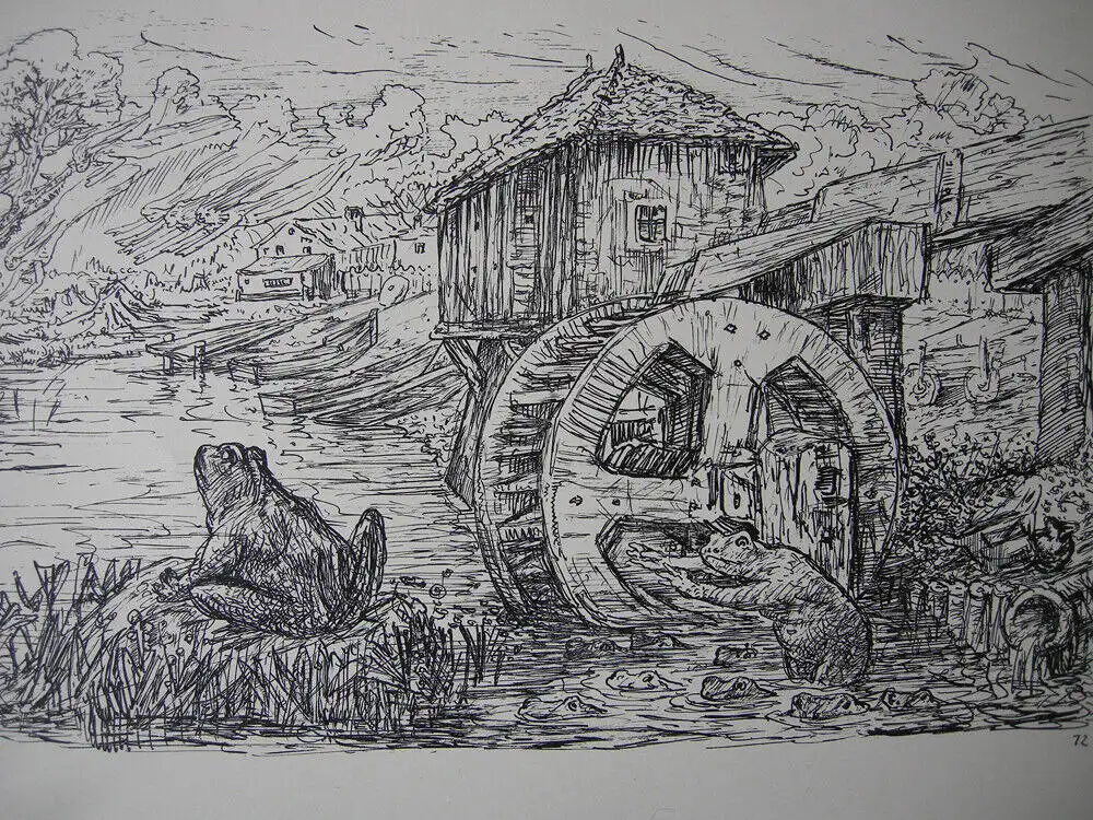 Alfred Kubin (1877-1959) Der Mühlteich Federlithografie aus Rauhnacht 1925 1