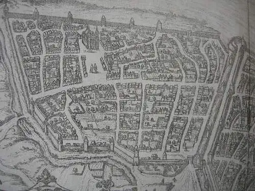 Magdeburg Sachsen-Anhalt Vogelschau -Ansicht Kupferstich Braun Hogenberg 1572