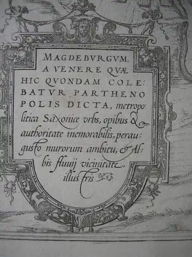 Magdeburg Sachsen-Anhalt Vogelschau -Ansicht Kupferstich Braun Hogenberg 1572