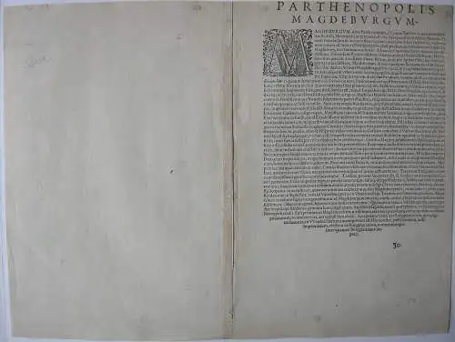 Magdeburg Sachsen-Anhalt Vogelschau -Ansicht Kupferstich Braun Hogenberg 1572