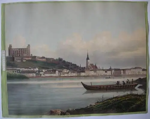 Bratislava Slowakei Pressburg Gesamtansicht Donau Orig. Lithografie 1850