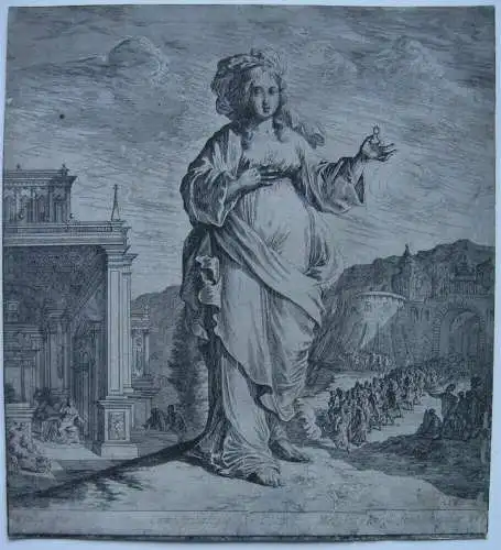 Melchior Küsell (1616-1684) Pudicitia Emblem Schamhaftigkeit Radierung 1670