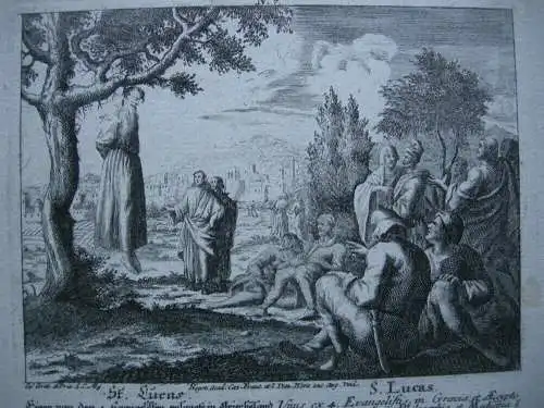 Jan Luyken (1649-1712) Martyrium des Hl. Lukas Evangelist Kupferstich 1700