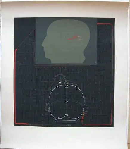 Rainer Wittenborn (1941)  ohne Titel Mensch in techn Umwelt Serigrafie 1968