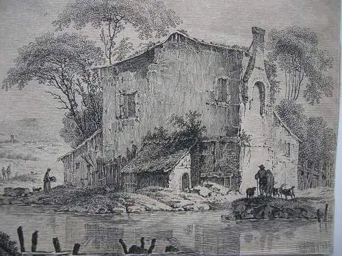 Ferdinand Landerer (1730/46-1795) Flusslandschaft  Radierung um 1780 Sizilien