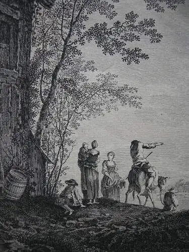 Ferdinand Landerer (1730/46-1795) Flusslandschaft  Radierung um 1780 Sizilien