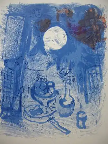 Marc Chagall (1887-1985) Stilleben in Blau Orig. Lithografie 1957