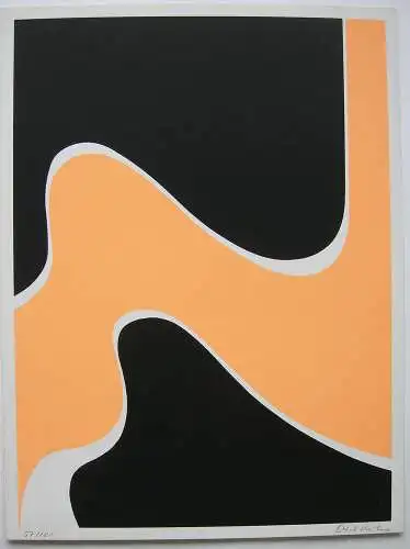 Otil Kühne (1909-1999) Wellen in Schwarz u Beige Serigrafie signiert 1970