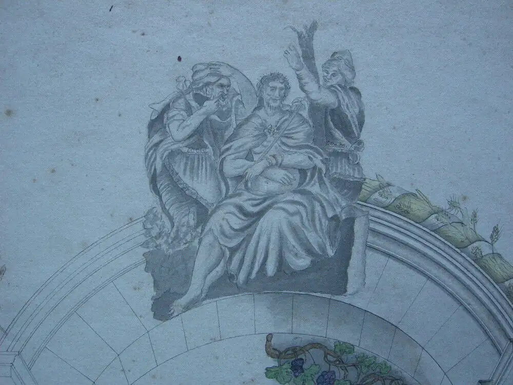 Architekturstudie Entwurf für einen Altar aquarellierte Tuschzeichnung 18. Jh 3