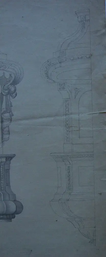 Architekturstudie Entwurf für eine Kanzel aquarellierte Tuschzeichnung 18. Jh 2