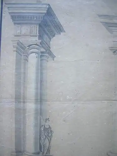 Architekturstudie antike Säulen Gebälk aquarellierte Tuschzeichnung 18. Jh