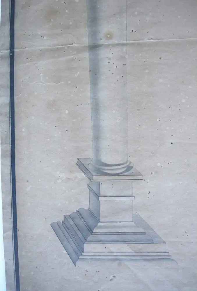 Architekturstudie antike Säulen Gebälk aquarellierte Tuschzeichnung 18. Jh 2
