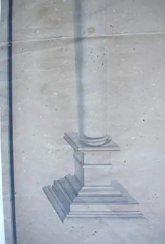 Architekturstudie antike Säulen Gebälk aquarellierte Tuschzeichnung 18. Jh