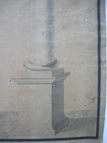 Architekturstudie antike Säulen Gebälk aquarellierte Tuschzeichnung 18. Jh
