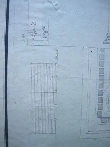 Römische Säulenordnung Berechnung Proportionen aquarell Tuschzeichnung 18. Jh