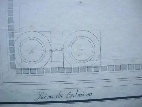 Römische Säulenordnung Berechnung Proportionen aquarell Tuschzeichnung 18. Jh