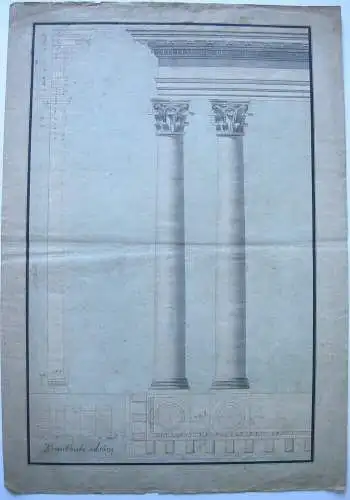 Korinthische Säulenordnung Berechnung Proportionen aquarell Tuschzeichnung 18. J