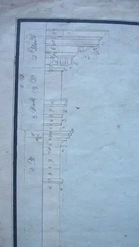 Korinthische Säulenordnung Berechnung Proportionen aquarell Tuschzeichnung 18. J