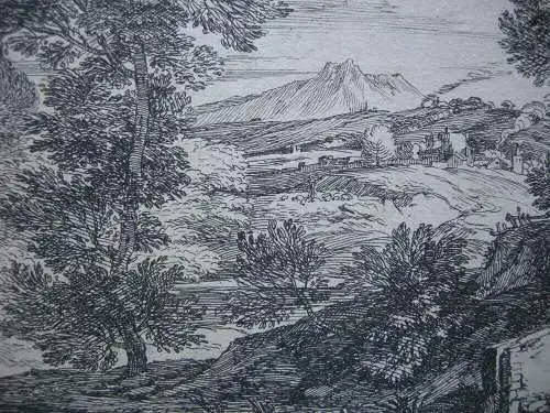 Adriaen Vander Cabel (1630-1705) Arkadische Landschaft Radierung um 1690