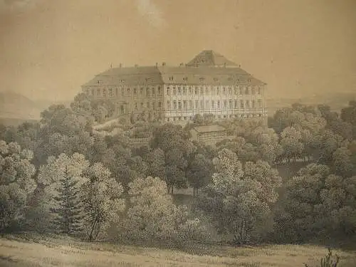 Rothenhaus  Červený Hrádek Jirkov Schloss Lithografie  1800 Cesky