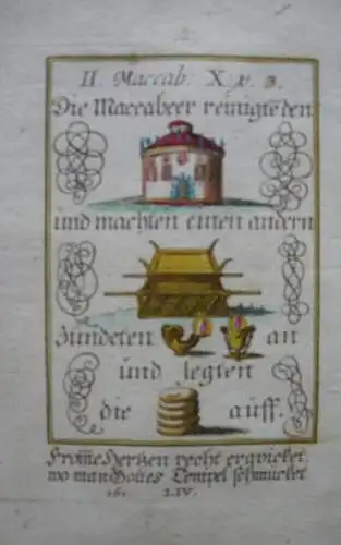 Alkolorierte geistliche Emblemkupferstiche Bodenehr Hirsch Maccabeer Rebus 1699