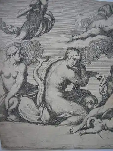 Carlo Cesio (1622-1686) Peleus hält Thetis Meeresnymphen Radierung 1657 Caracci