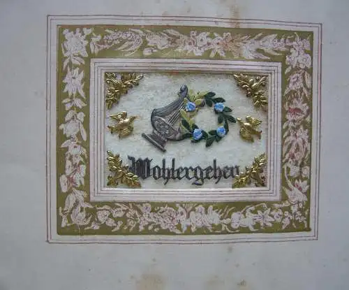 Freundschaftsbild Wiener Billet Stammbuch 1850 Liber amicorum Wohlergehen Lyra