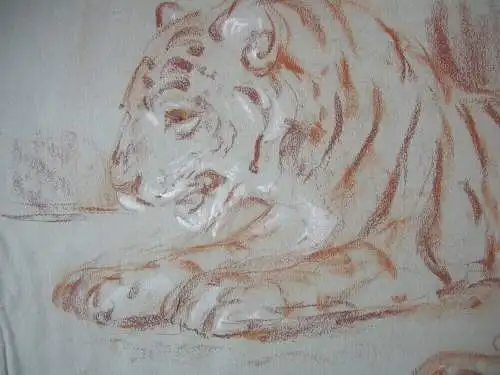 Fritz von Heider (1868-1933) Tiger-StudienZeichnung Rötel um 1900 signiert