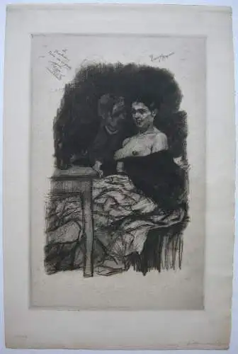 Felicien Rops (1833-1898) Das vierte Glas Cognac Heliogravüre Erotik 1900