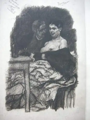 Felicien Rops (1833-1898) Das vierte Glas Cognac Heliogravüre Erotik 1900