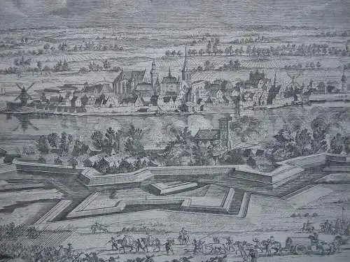 Rees Kleve Belagerung 1672 Ludwig XIV. Kupferstich Corvinus Wolff 1715