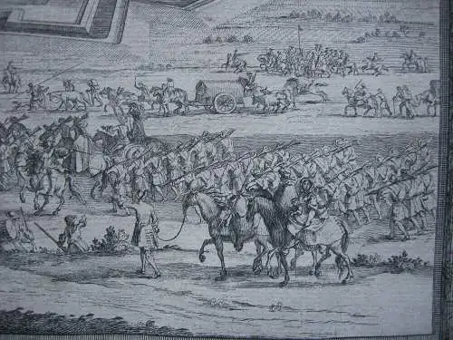 Rees Kleve Belagerung 1672 Ludwig XIV. Kupferstich Corvinus Wolff 1715