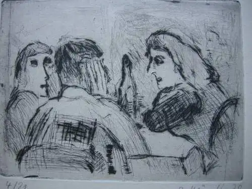 Rolf Händler (1938-2021) lIm Café Orig Radierung signiert 1979 DDR-Kunst