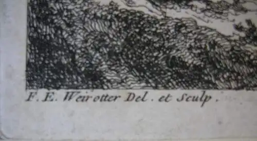 F. E. Weirotter (1730-1771) Segelboote in Meeresbucht Orig. Radierung um 1760