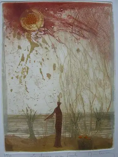 René Carcan (1925-1993) La donne au Saule Orig Farbradierung signiert 1980