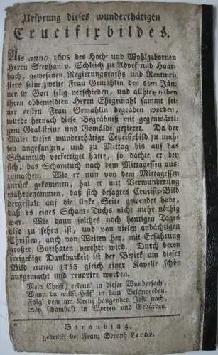 Gebetsbrief Stiftsfriedhof St. Martin und Castulus Landshut Kupferstich 1750