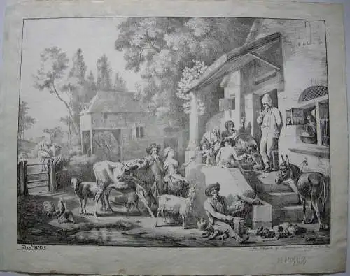 Jean-Louis DEMARNE (1752/54-1829) Bauernhofszene Lithografie bei Engelmann 1830