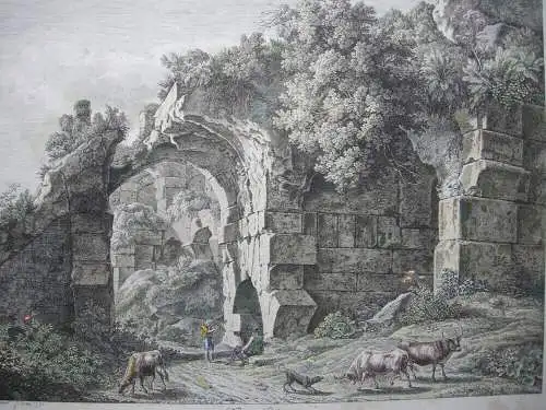 Joh. Chr. Reinhart (1761-1847) Nel Colosseo altkolor Orig Radierung 1792