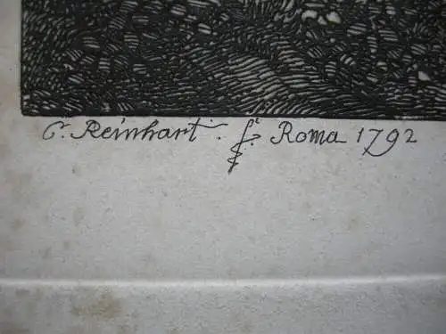 Joh. Chr. Reinhart (1761-1847) Nel Colosseo altkolor Orig Radierung 1792