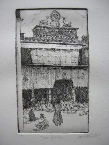 Hector McDonnell (1947) Jokhang Tempel Tibet Orig Radierung signiert Probedruck