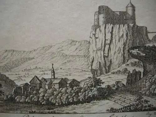 Stammbuchblatt Blauenstein Solothurn Kupferstich Wiederhold 1830 Schweiz