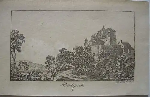 Stammbuchblatt Schloss Berlepsch Witzenhausen Kupferstich Wiederhold 1820 Hessen