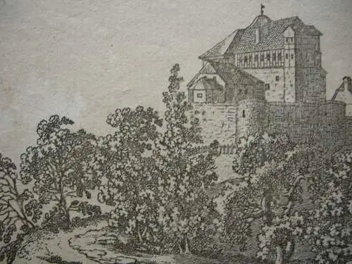 Stammbuchblatt Schloss Berlepsch Witzenhausen Kupferstich Wiederhold 1820 Hessen