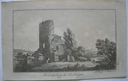 Stammbuchblatt Königstein Gesamtansicht Widerhold Kupferstich 1814 Sachsen