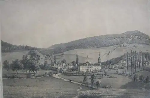 Mansbach Gesamtansicht Hohenroda Hessen Orig Lithografie Tonplatte um 1850