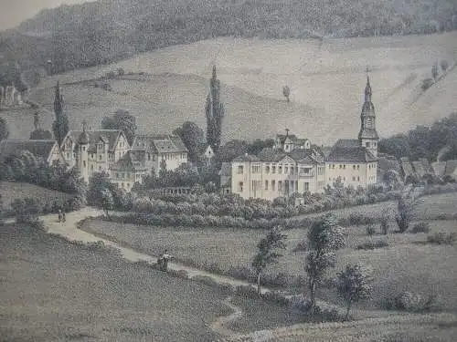 Mansbach Gesamtansicht Hohenroda Hessen Orig Lithografie Tonplatte um 1850